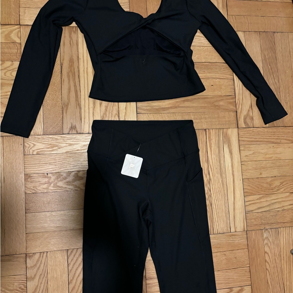 Oasis Long Sleeve Top and Crossover Rib Kick Flare Pants Set